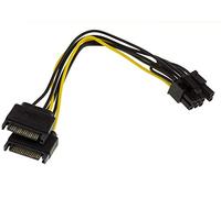 KALEA-INFORMATIQUE Cable adaptador PCIe 6 u 8 puntos Macho para tarjeta gráfica a 2 fuentes de alimentación SATA 15 puntos Macho. Longitud 20 cm