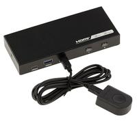 KALEA-INFORMATIQUE Caja de reparto tipo KVM Switch Ratón Teclado Pantalla para 2 PC Compatible con HDMI 4096×2160 60Hz. Con mando a distancia y cables