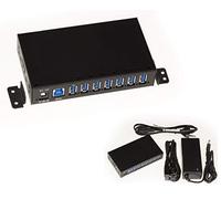KALEA-INFORMATIQUE HUB y estación de Carga USB Industrial, 7 Puertos USB3 con Fuente de alimentación de 3A. Montable o Rackable