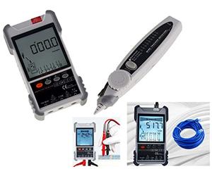 Kalea-Informatique Probador Profesional Digital LCD Red RJ45 RJ11 y Multímetro: Cartografía, Continuidad, Longitud, PoE, Tensión, Localización, Antorcha, Tensión Corriente Corriente AC DC,