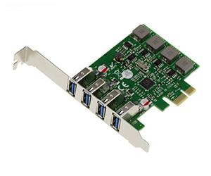 KALEA-INFORMATIQUE Tarjeta controladora Horizontal PCI Express PCIe a USB 3.0 de 4 Puertos USB3 Tipo A, con chipset Via VLI VL805. Soportes de Perfil bajo y Alto. Autoalimentada. Alta Potencia 8A.
