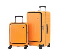 Kaleenie Juego de 2 maletas de aluminio 20/29, maleta ligera rígida ABS + PC con bloqueo TSA, ruedas universales de 360° y mango ajustable, gris oscuro, Naranja, 20/29 Inch with Side Opening