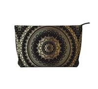 Kaleidoscope Mandala - Bolsa de maquillaje de pana versátil con cremallera para uso diario y organizador de capacidad de viaje, Black, Talla única