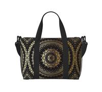 Kaleidoscope Mandala - Bolsa de viaje cruzada, 41 x 29 x 15 cm, bolsa de viaje para parte inferior de silla, bolsa de viaje, bolsa de noche, bolsa de mano unisex, Black, Talla única