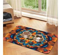 Kaleidoscope Mandala - Tapete de comida para mascotas, 17.2 x 11.8 pulgadas, absorbente, antideslizante, de piel sintética, tapete de alimentación para perros, gatos, parte inferior de goma, de secado