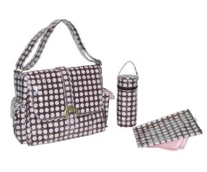 Kalencom - Set de bolso cambiador, diseño de lunares, color marrón y rosa