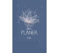 Kalender 2026 - Terminplaner im Half Letter Format (ca. A5), Softcover, Woche links & Notizen rechts: Jahresplaner und Taschenkalender 2026, Blau Weiß Rosa mit Lotus