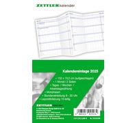 Kalender-Ersatzeinlage 2025 - für den Taschenplaner Leporello Typ 510-8,8 x 15,2 cm - 1 monat auf 2 Seiten - separa la dirección - 501-6198