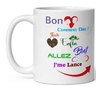 Kalféa Mug je t'aime humour amour tímide tasse céramique haute qualité idée cadeau homme femme mari époux proancé anniversaire Noel fete message declaration drole marrant rigolo fille garcon 325 ml