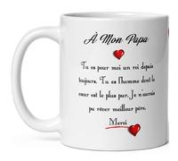 Kalféa - Taza de amor con texto "Mi papá", diseño de amor, taza de cerámica, ternura, alta calidad, regalo para hombre, cumpleaños, Navidad, fete niña, hijo padre, declaración familiar, 325 ml