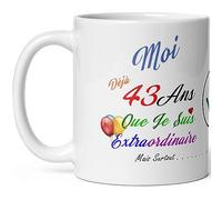 Kalféa - Taza de cumpleaños de 43 años, diseño con texto en inglés "Humour cuarenta y tres años"
