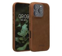 kalibri Carcasa Compatible con Apple iPhone 16 Pro - Funda de Cuero para móvil - Cover Trasero en marrón