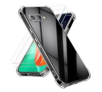 kalibri Funda Compatible con Google Pixel 9a Funda Transparente - Carcasa con Protección para Las 4 Esquinas y 2X Protectores de Vidrio Templado para Pantalla