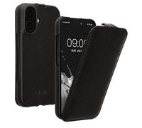 kalibri Funda con Tapa Ultra Fina Compatible con Apple iPhone 16 - Funda Protectora de Piel en Negro