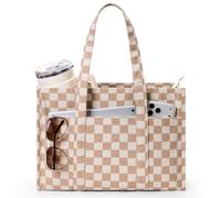 KALIDI Bolsa de mano de pana, casual, grande, 1134 g, soporte para tazas | Bolso de hombro grueso antisalpicaduras, cierre de cremallera, bolsillos utilitarios para mujer, viajes diarios, trabajo