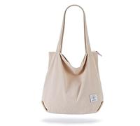 KALIDI Bolsa de mano de pana gruesa de gran capacidad, bolsas de hombro con cordón de cremallera para mujeres, señoras, niñas, bolsa de compras casual para el trabajo, la escuela, la universidad, uso