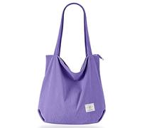 KALIDI Bolsa de mano de pana gruesa de gran capacidad, bolsas de hombro con cordón de cremallera para mujeres, señoras, niñas, bolsa de compras casual para el trabajo, la escuela, la universidad, uso