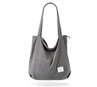 KALIDI Bolsa de mano de pana gruesa de gran capacidad, bolsas de hombro con cordón de cremallera para mujeres, señoras, niñas, bolsa de compras casual para el trabajo, la escuela, la universidad, uso