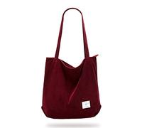 KALIDI Bolsa de mano de pana gruesa de gran capacidad, bolsas de hombro con cordón de cremallera para mujeres, señoras, niñas, bolsa de compras casual para el trabajo, la escuela, la universidad, uso