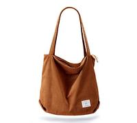 KALIDI Bolsa de mano de pana gruesa de gran capacidad, bolsas de hombro con cordón de cremallera para mujeres, señoras, niñas, bolsa de compras casual para el trabajo, la escuela, la universidad, uso