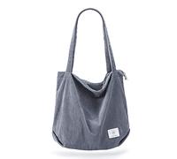 KALIDI Bolsa de pana gruesa de gran capacidad, bolsas de hombro o mano con cordón de cremallera, para mujeres