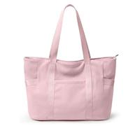 KALIDI - Bolsa grande de pana con cremallera y 6 bolsillos, capacidad para laptop de 16 pulgadas, ideal para la escuela, el trabajo, viajes, Pink, 16.9 x 6.3 x13.8 inch