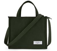 KALIDI - Bolso bandolera de pana para mujer, casual, con cremallera, a la moda, bolso de hombro con bolsillos, L-verde militar, Large