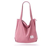 KALIDI Bolso bandolera para mujer con cremallera, bolso grande para la compra, bolso de mano, bolso de hombro, para trabajo, oficina, viajes, compras, escuela y vida cotidiana, Rosa.