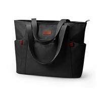 KALIDI - Bolso de mano para mujer, de gran capacidad, con cremallera y múltiples bolsillos, ligero, impermeable, de nailon, para el trabajo, universidad, viajes, escuela, compras, playa, Black, Small