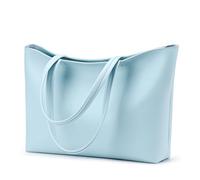 KALIDI - Bolso tipo tote con cremallera, para mujer, de piel sintética, grande, rectangular, estilo informal, para trabajo, citas, universidad, Talla única