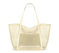 KALIDI FANCY FOREST Bolsa de malla para playa, bolso de hombro para mujer, bolsa de comestibles MAX 27L, Beige, X-Large