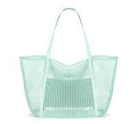 KALIDI FANCY FOREST Bolsa de malla para playa, bolso de hombro para mujer, bolsa de comestibles MAX 27L, Verde (Mint Green), X-Large