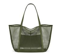 KALIDI FANCY FOREST Bolsa de malla para playa, bolso de hombro para mujer, bolsa de comestibles MAX 27L, Verde militar, X-Large