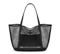 KALIDI FANCY FOREST Bolsa de malla para playa, bolso de hombro para mujer, bolsa de comestibles MAX 27L, Negro -, X-Large