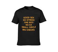 KALIKADUO Funny Tops Good Sex No Stress One Boo No Ex Small Circle Big Checks Unisex Cotton T-Shirts Black S