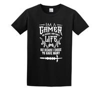 KALIKADUO I'm A Gamer Not Because I Don't Have A Life But Because I Choose To Have Many Unisex Cotton T-Shirts Black L