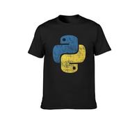 KALIKADUO Python Distressed Programming Programmer Developer Unisex 100% Cotton Short-Sleeve T-Shirts Black S