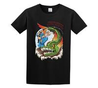 KALIKADUO River Monsters Forever Ferocious Cartoon Unisex 100% Cotton Short-Sleeve T-Shirts Black XL