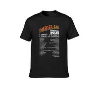 KALIKADUO Zombieland Survival Rules Unisex 100% Cotton Short-Sleeve T-Shirts Black XXXL