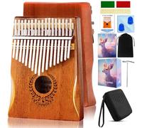 Kalimba 17 Teclas Pulgar Piano - Piano de Dedo Mbira Sanza Instrumento Musical Profesional con Estuche Protector Instrucción de Estudio Martillo de Afinación Regalo Para Niños Adultos