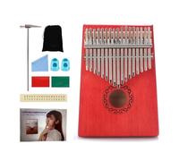 Kalimba Marimba de Madera Portátil con Martillo Afinador Bolsa de Terciopelo Funda para dedos, Piano de Pulgar Principiantes, para Viajar Camping(Red)