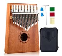 Kalimba Piano de 17 teclas con instrucciones de estudio y martillo de tune, portátil Mbira Sanza African Wood Piano, regalo para niños adultos principiantes profesionales (marrón con estuche duro)