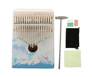 Kalimba Piano de pulgar 17 teclas Barras de acero de aleación Letras en relieve Notas Alivio del estrés Piano de dedo portátil con martillo de afinación para niños principiantes