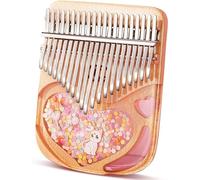 Kalimba Piano de pulgar de 21 teclas en cristal y madera con bolsa de EVA portátil, martillo de afinación, arpa de dedo de piano de pulgar, piano de dedo Mbira Kalimba regalos para adultos n