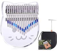 Kalimba17 teclas pulgar piano portátil dedo piano, símbolo fonético incorporado cuerpo transparente lindo instrumento musical acrílico con bolsa EVA, instrucciones de estudio y afinación