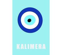 Kalimera, Notizbuch in turkis mit dem Auge, Nazar Boncuk, ästhetisch, minimalistisch, stylisch, griechisch, evil eye, böses Auge, 100 Seiten liniert ... Athen, Notebook, Composition Book, blue