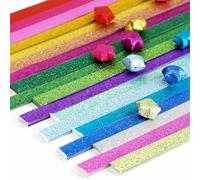 KALIONE Origami Star - Tiras de papel rectangular multicolor metálico, 360 hojas (18 colores), 1 x 25 cm, para manualidades