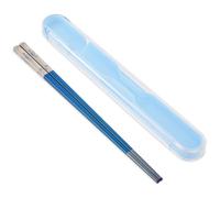 KALIONE Palillos reutilizables de acero inoxidable, 1 par, con estampado de Phoenix grabado con láser y funda de diseño de extracción (azul)