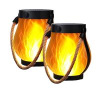 Kaliqo™ - Solar Lantern Outdoor Lights, Dancing Flame Solar Lantern Outdoor Lights, Hemp Rope Flame Lamp for Patio Trail Decorations (2pcs)