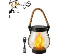 Kaliqo Solar Lantern Outdoor Lights,Waterproof Dancing Flame Solar Lantern Outdoor Lights，Hemp Rope Hanging Flame Lanterns for Garden Yard Decorations,Patio, and Camping-A